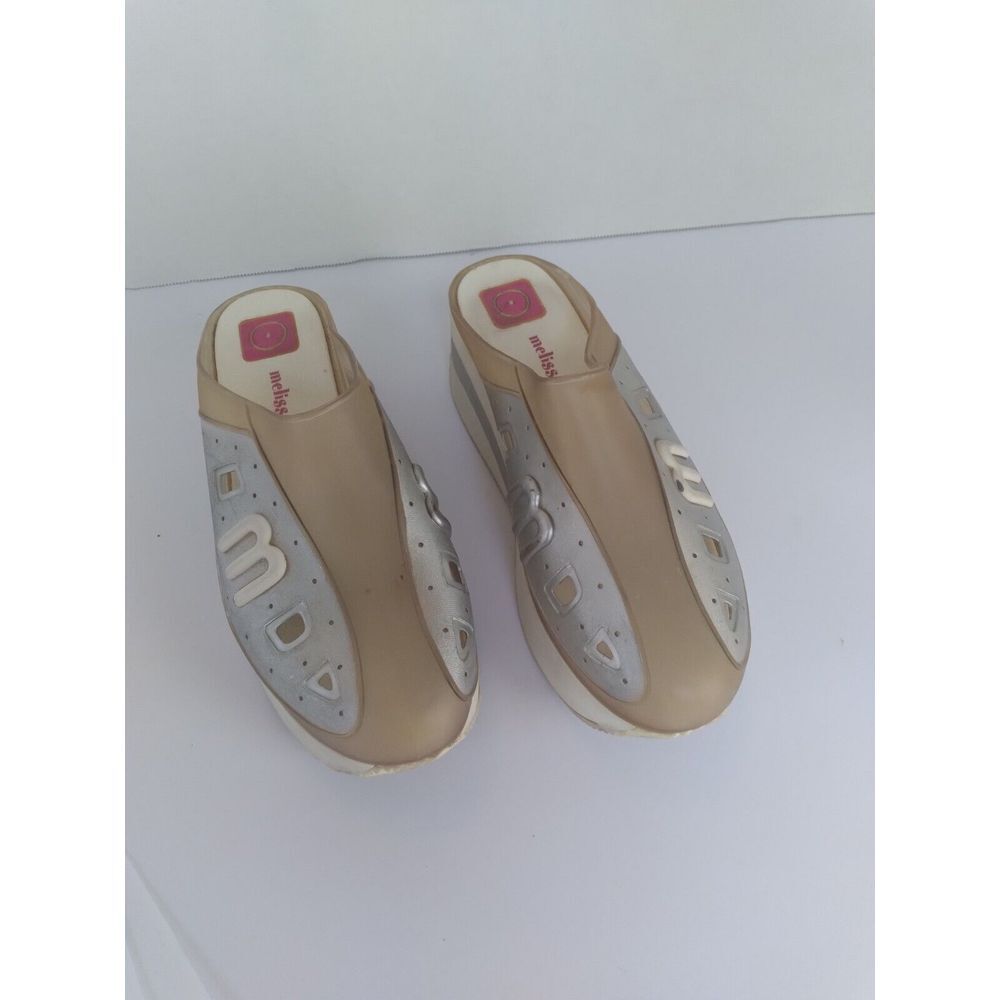 Melissa Mules Slides Platform Y2K Beige Silver Shoes‎ Comfort Size?